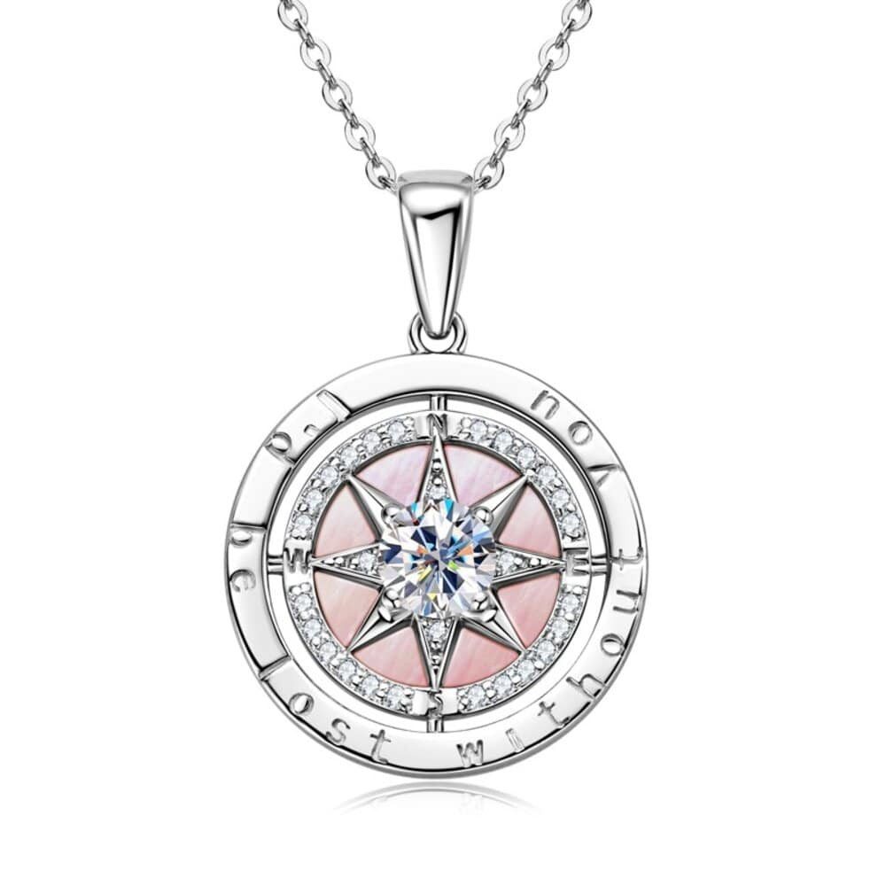 ROUGEMONT Kette mit Anhänger Bezaubernde Damen Kompass Moissanit Halskette 925 sterling Silber, Ausdruck von Stil & Persönlichkeit