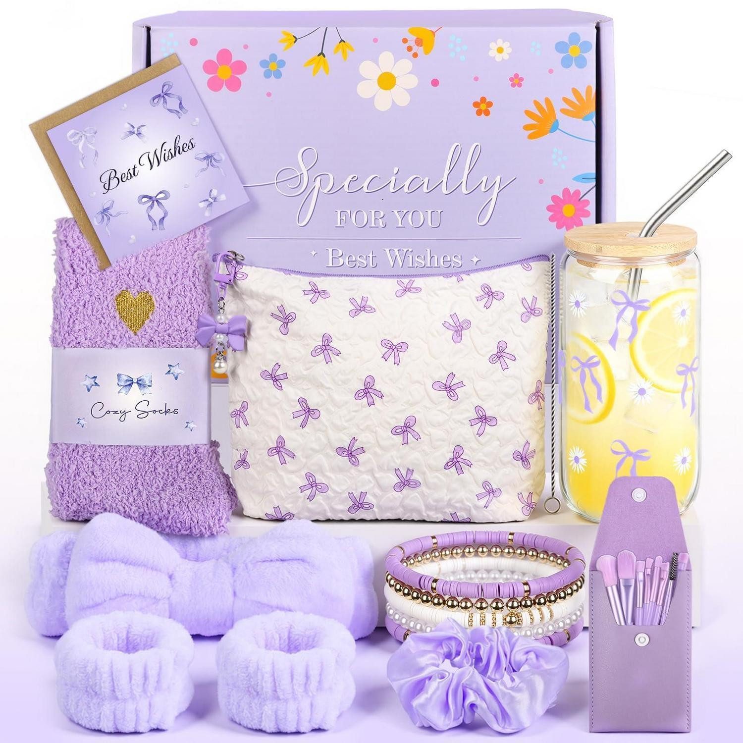LuxusKollektion Geschenkbox Mädchen Geschenkset Lila mit Glas & Kosmetik (1 St)