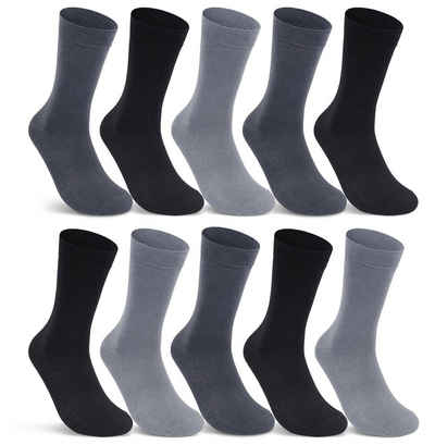 sockenkauf24 Socken 10 I 20 I 30 Paar Damen & Herren Business Socken Baumwolle (Anthrazit, Schwarz, Grau, 10-Paar, 35-38) mit Komfortbund Strümpfe - 10700