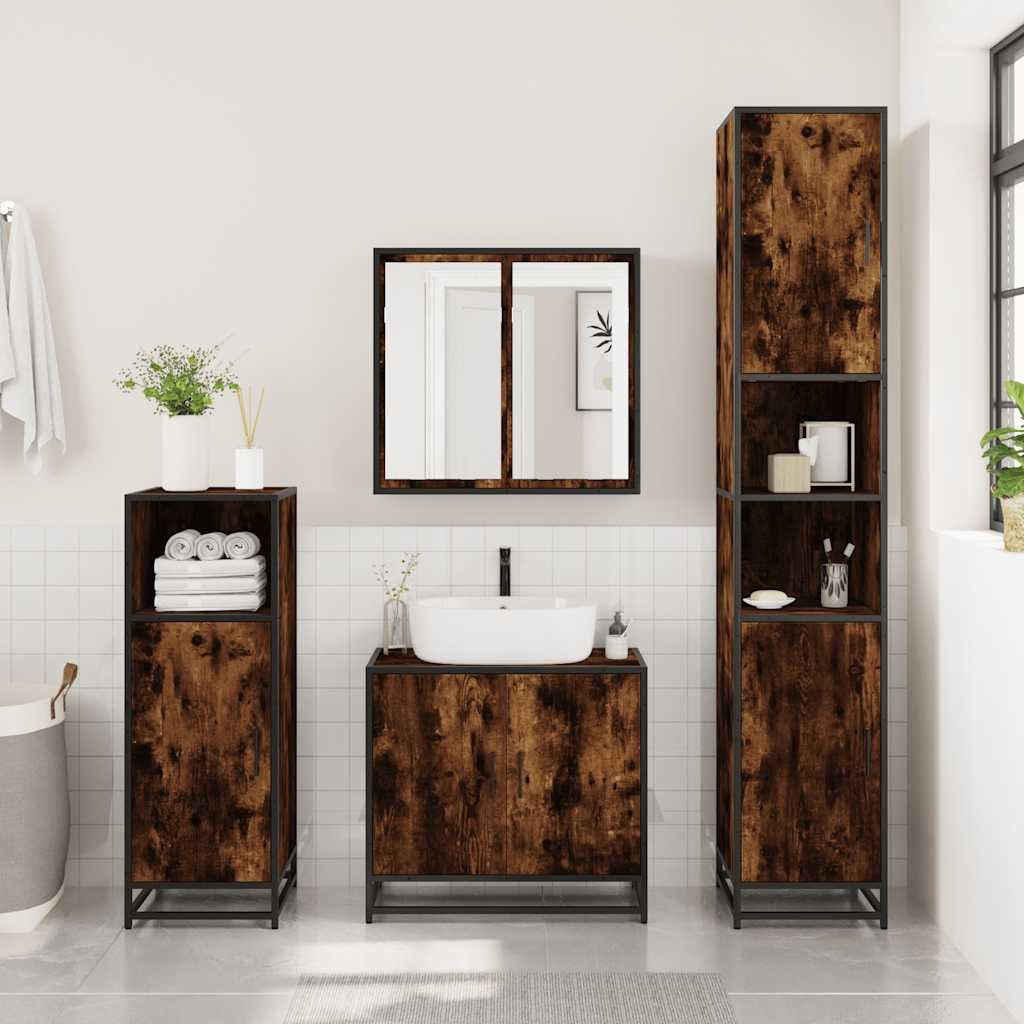 vidaXL Badezimmer-Set Badschrank Räuchereiche 35x37,5x100 cm günstig online kaufen
