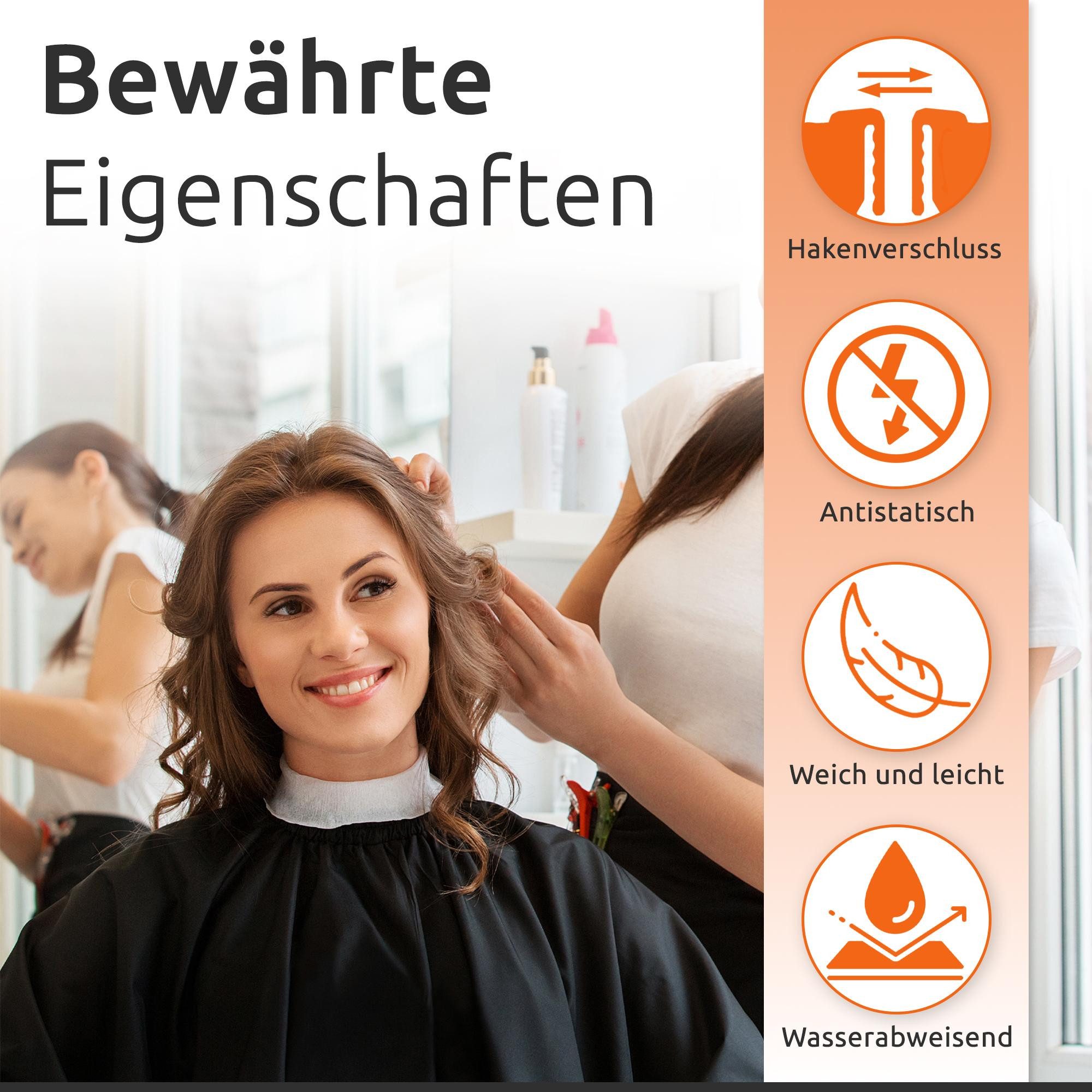 ECENCE Umhängeschürze Friseurumhang mit Kamm und Nackenpinsel - Schwarz, (3 günstig online kaufen