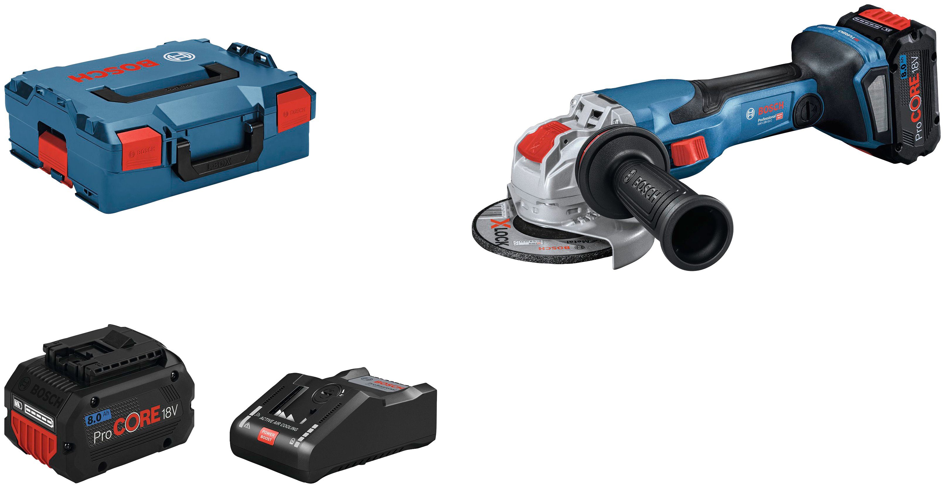 Bosch Professional Akku-Winkelschleifer GWX 18V-15 C 125 mm (2x PC 8.0, L), günstig online kaufen