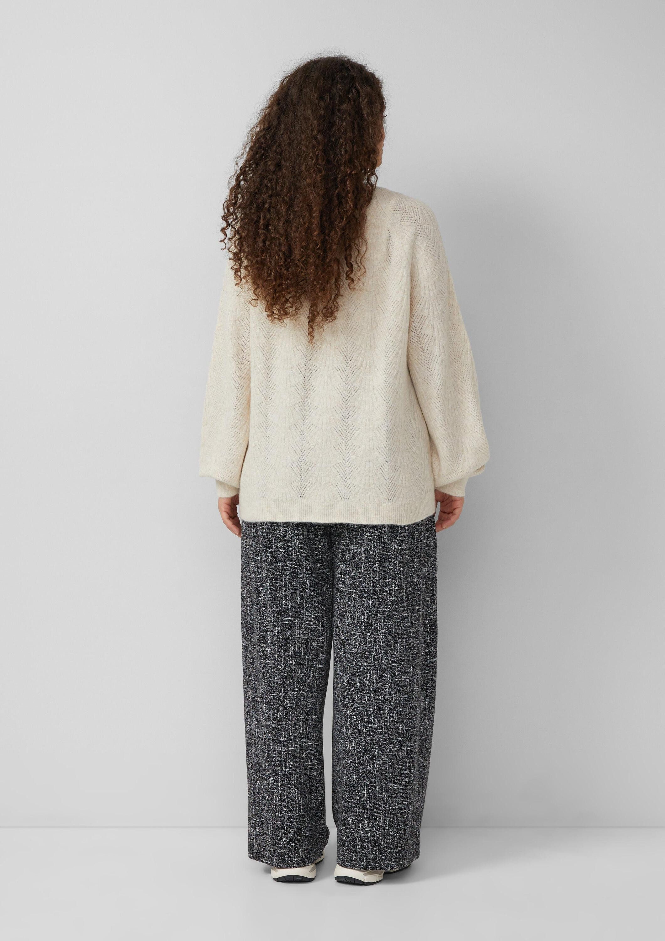 QS Longpullover Strickpullover Pullover mit Ajourmuster