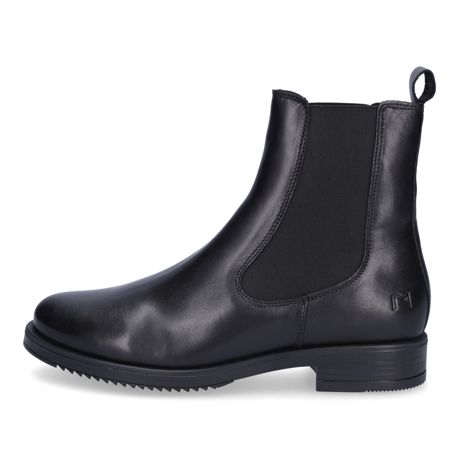 MIDS MARIKA Damen Chelseaboots Glattleder in Schwarz, 15 cm Schaft, Profil-Gummisohle & Textilfutter
