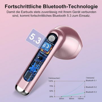 Jesebang Kabellos Bluetooth 5.3, Ultraleicht mit HD Mikrofon, Herausragender In-Ear-Kopfhörer (Hochwertige Materialien und langlebige Batterie für stundenlanges Musikvergnügen., Sound Musik Streaming bis zu 30 Stunden, LED-Anzeige, IP7 Wasserdicht)