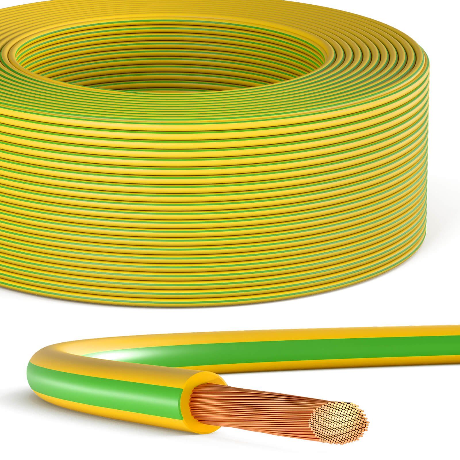HB-DIGITAL Erdungskabel 10mm2 PVC Aderleitung H07V-K flexibles Kabel grün-gelb Stromkabel, (500 cm), flexible Design, PVC-Isoliermantel