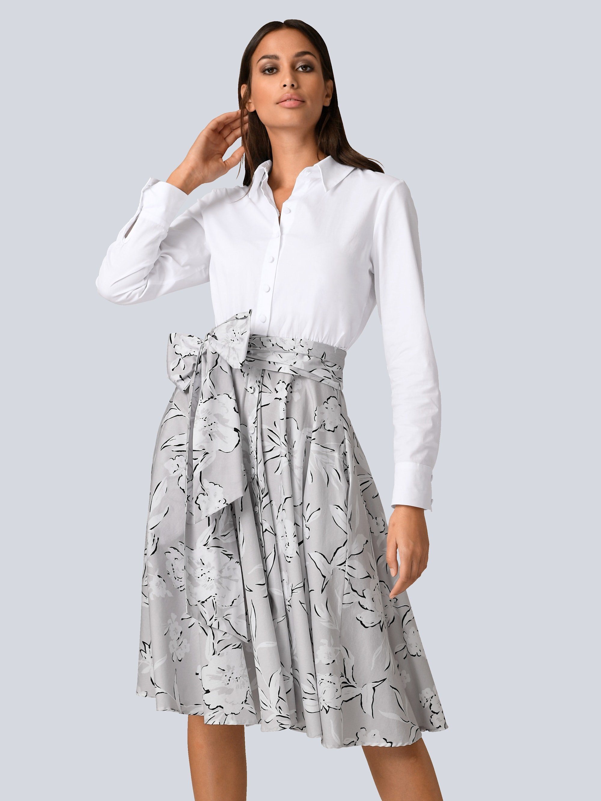 Alba Moda Kleid mit Hemdblusenkragen, Ausgestelltes ...