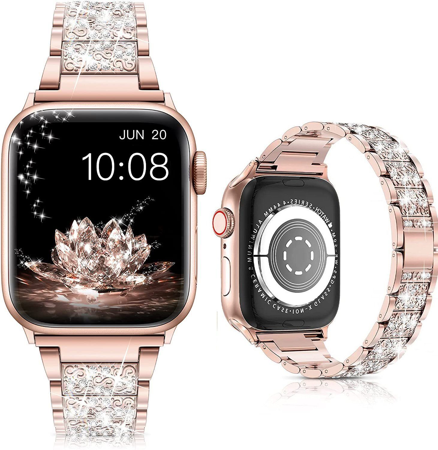 ELEKIN Smartwatch-Armband Armband für Apple Watch 38 mm-45 mm Serie 7/6/5/4/3/2/1/SE Rose Gold