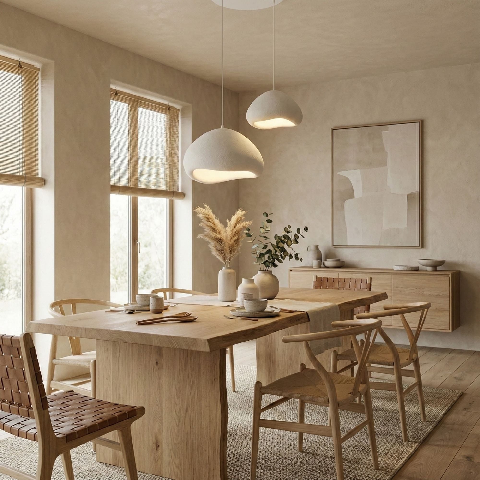 Opviq Kronleuchter Design Leuchte, Höhenverstellbar 55 und 115, Abhängig vom Leuchtmittel, Design Pendelleuchte Weiß – Fiberglas-– 1-, 2- oder 3-flammig wählbar
