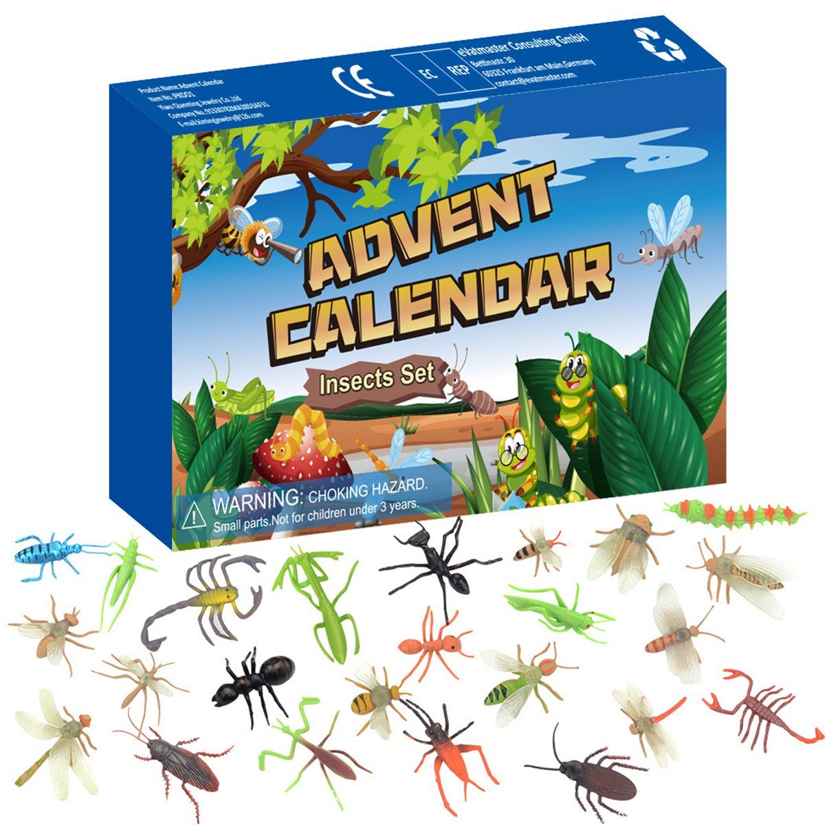 Die Sterne Adventskalender Weihnachten Countdown Box (1-tlg) Kinder 24 Blind Insekt Tier Geschenk Set