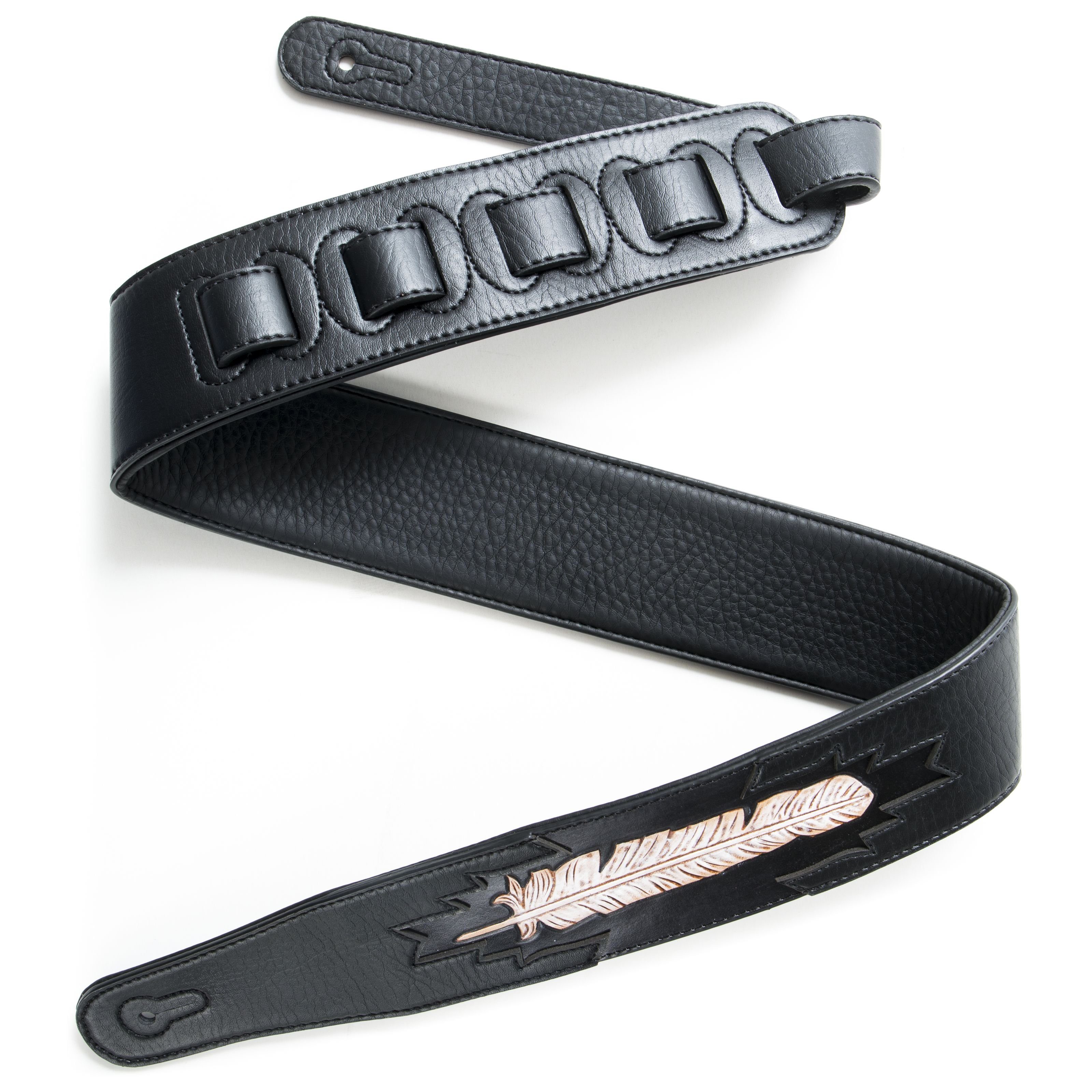 FAME Gitarrengurt, Leder-Gitarrengurt, Custom-Feather-Grafik, Garment