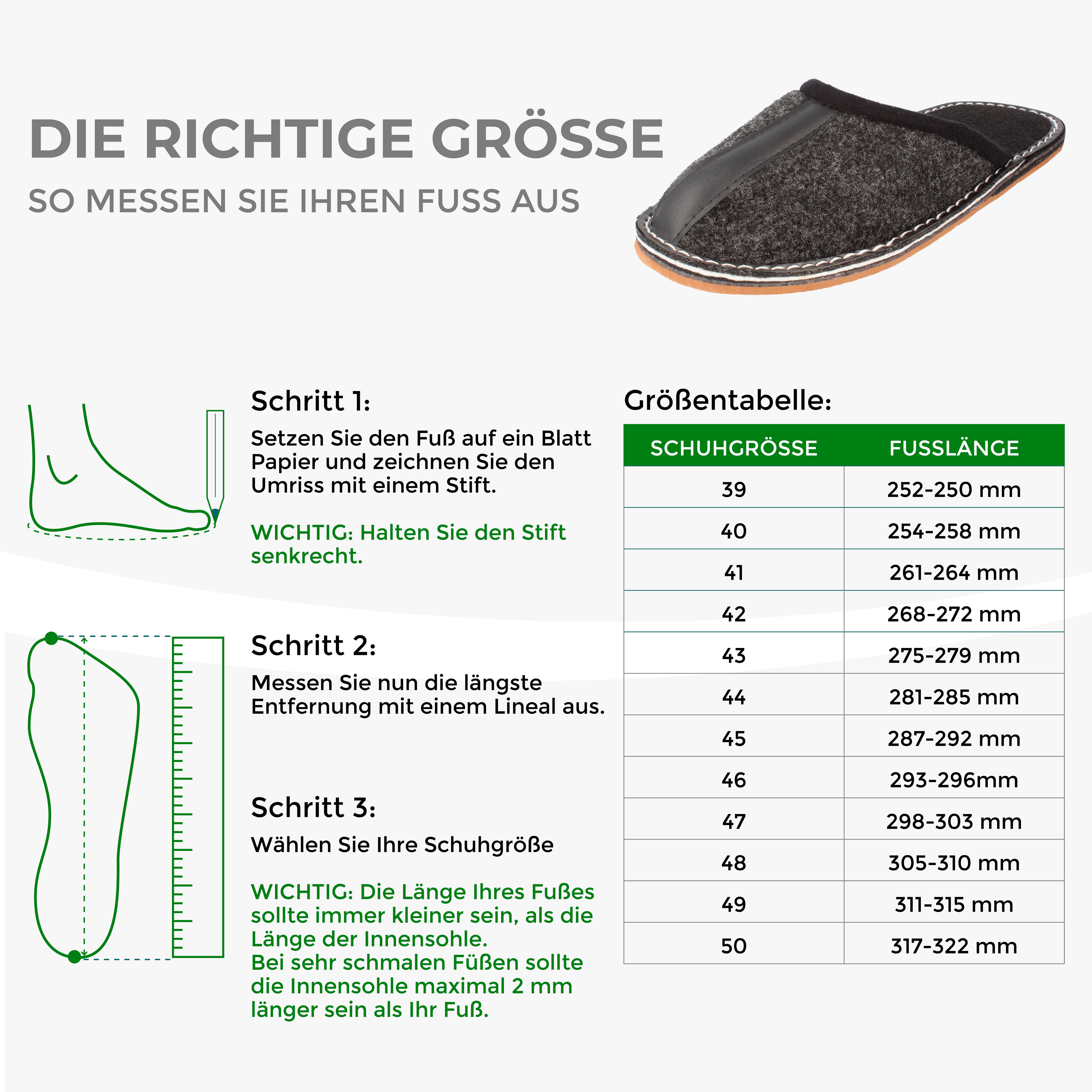 filsko Ogre Herren Filz mit Kunstleder-Streifen Hausschuh leichter Pantoffel, Slip-On, Filz- oder Gummisohle