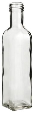 gouveo Trinkflasche Glasflaschen 250 ml Maraska mit Schraub-Deckel - Leere Likörflasche, 12er Set, silberfarben