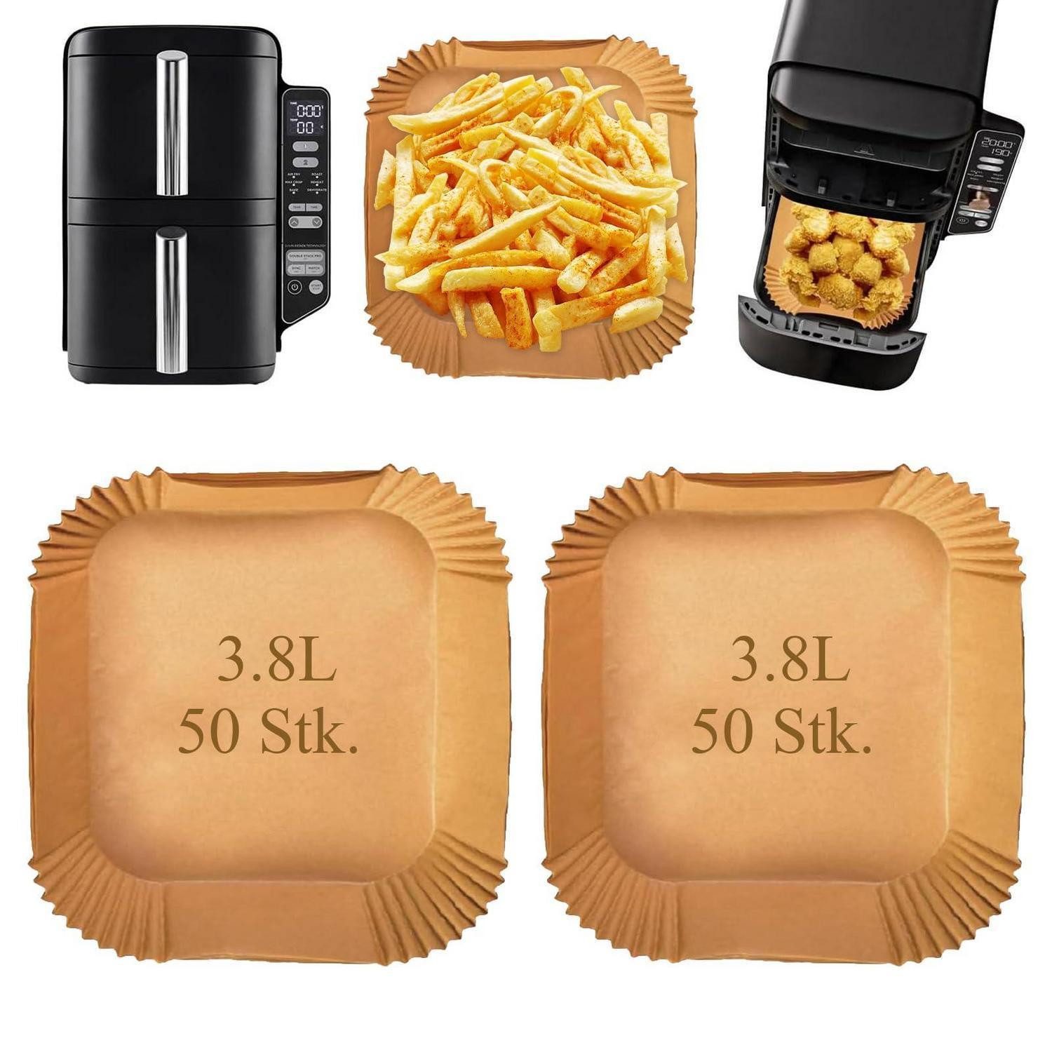 LuxusKollektion Backpapier Airfryer Backpapier 100 Stück vorgeschnitten mit Rand für 7,6 L