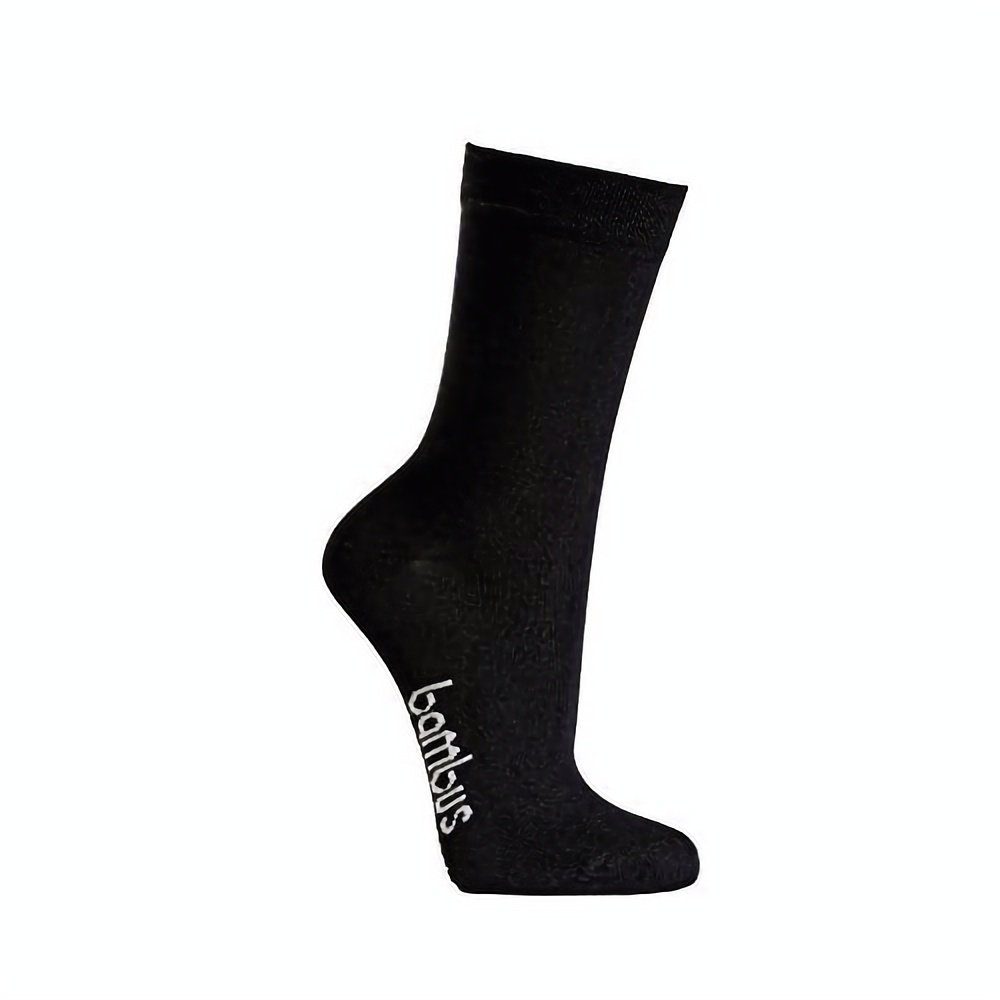 TippTexx 24 Socken 6 Paar Bambus Kinder Socken, handgekettelt für Mädchen/Jungen Schwarz