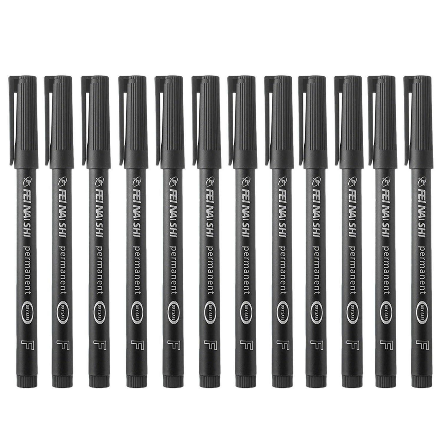 LuxusKollektion Folienstift Folienstifte Permanent Schwarz Fein 0,6mm 12 Stk