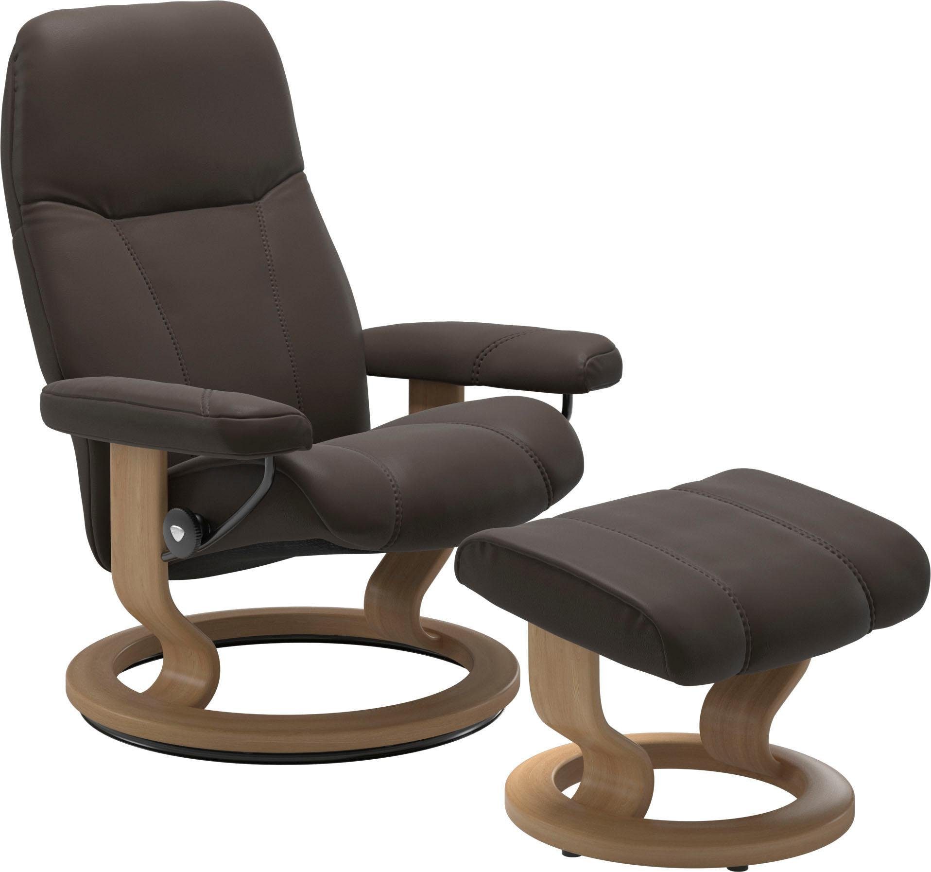 Stressless® Relaxsessel Consul (Set, Relaxsessel mit Hocker), mit Hocker, mit Classic Base, Розмір M, Gestell Eiche