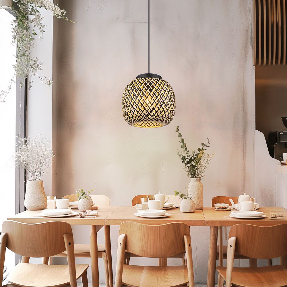 GLOBO LIGHTING Pendelleuchte, Leuchtmittel nicht inklusive, Pendelleuchte Hängelampe Deckenleuchte Esszimmerlampe Bambus