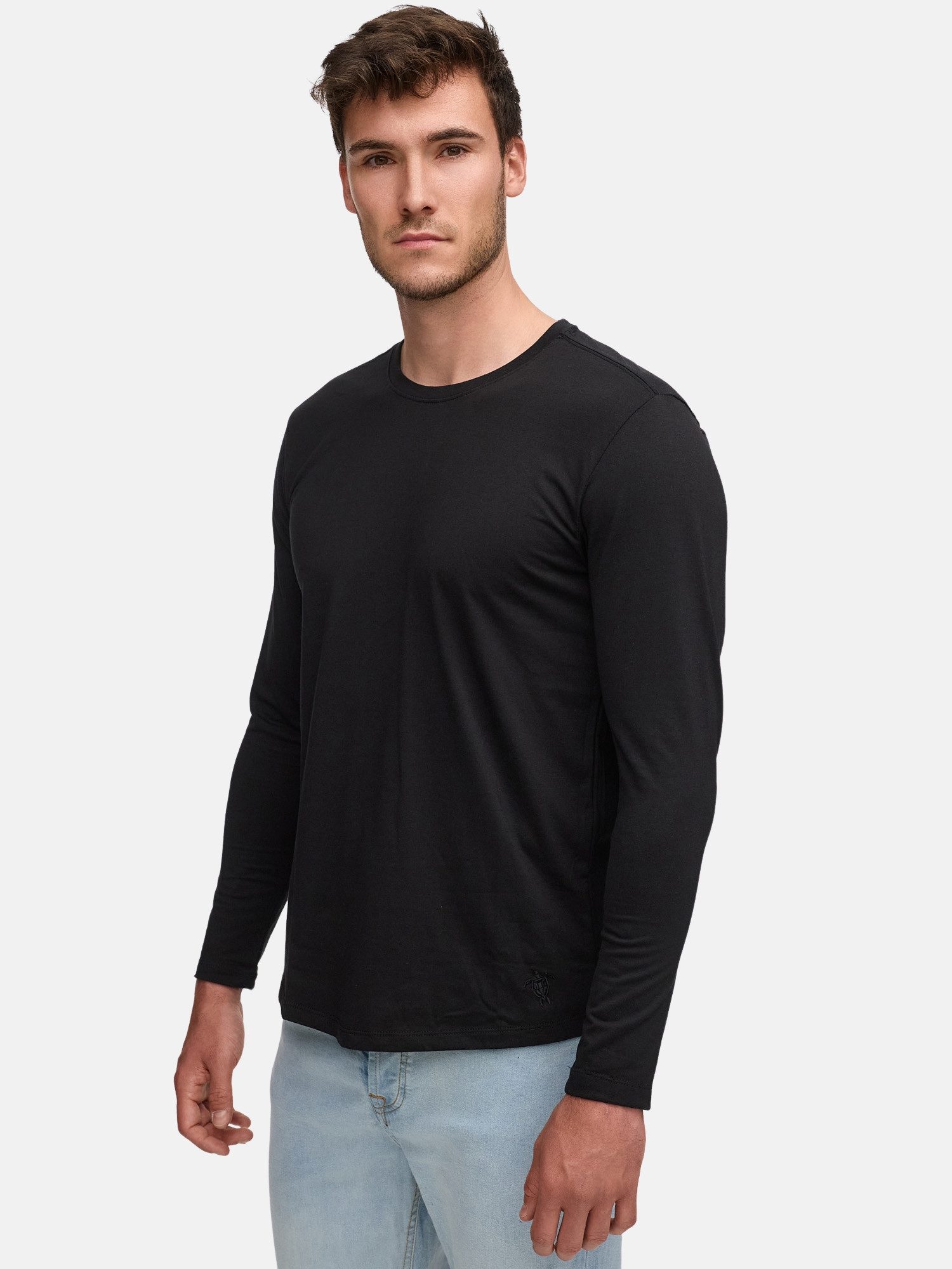Tazzio Rundhalspullover Langarmshirt E108 (Packung, 2-tlg., 2er-Pack) Langarm, Rundhalsausschnitt, unifarben