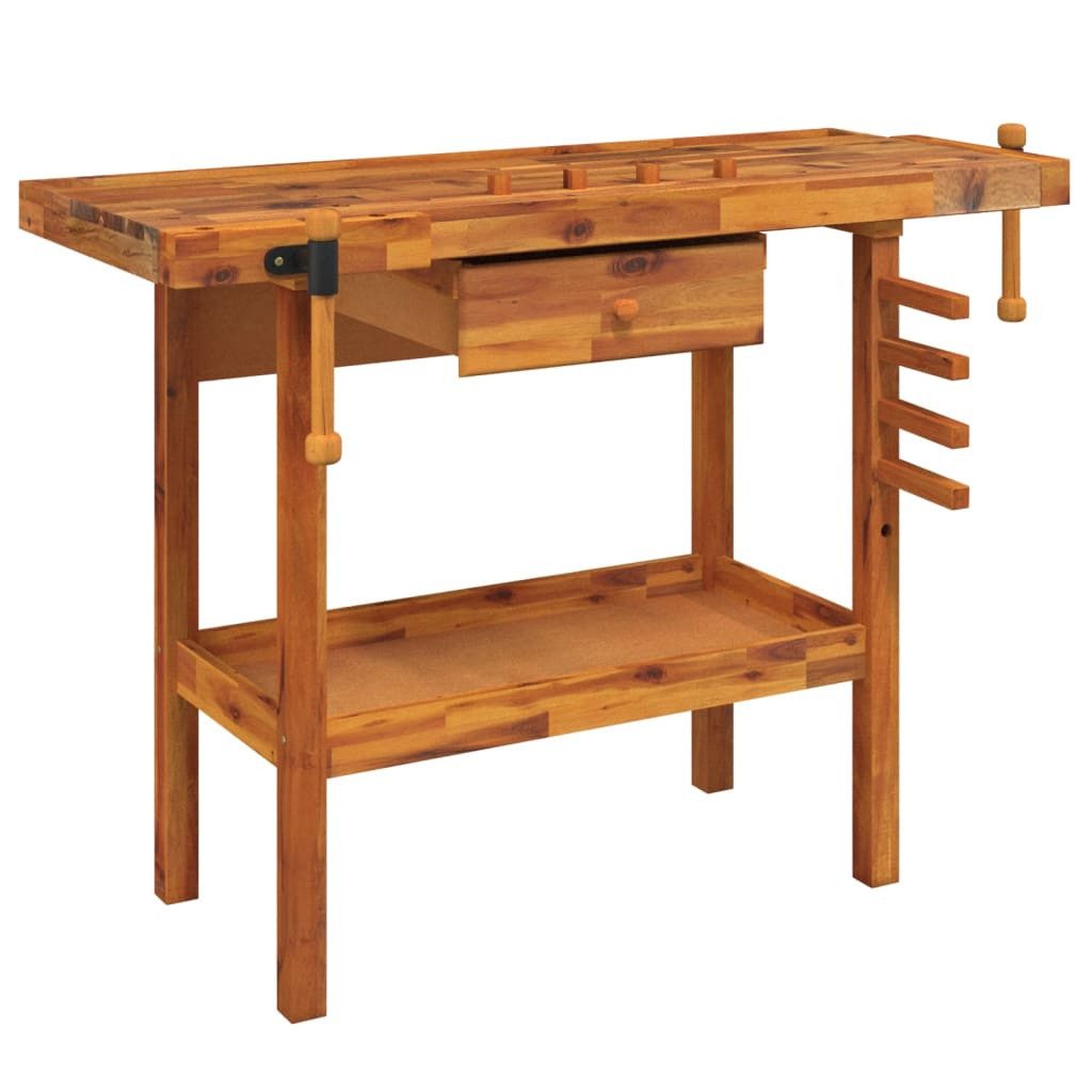 vidaXL Werkbank Werkbank mit Schublade und Schraubstöcken 124x52x83 cm, (1-tlg)