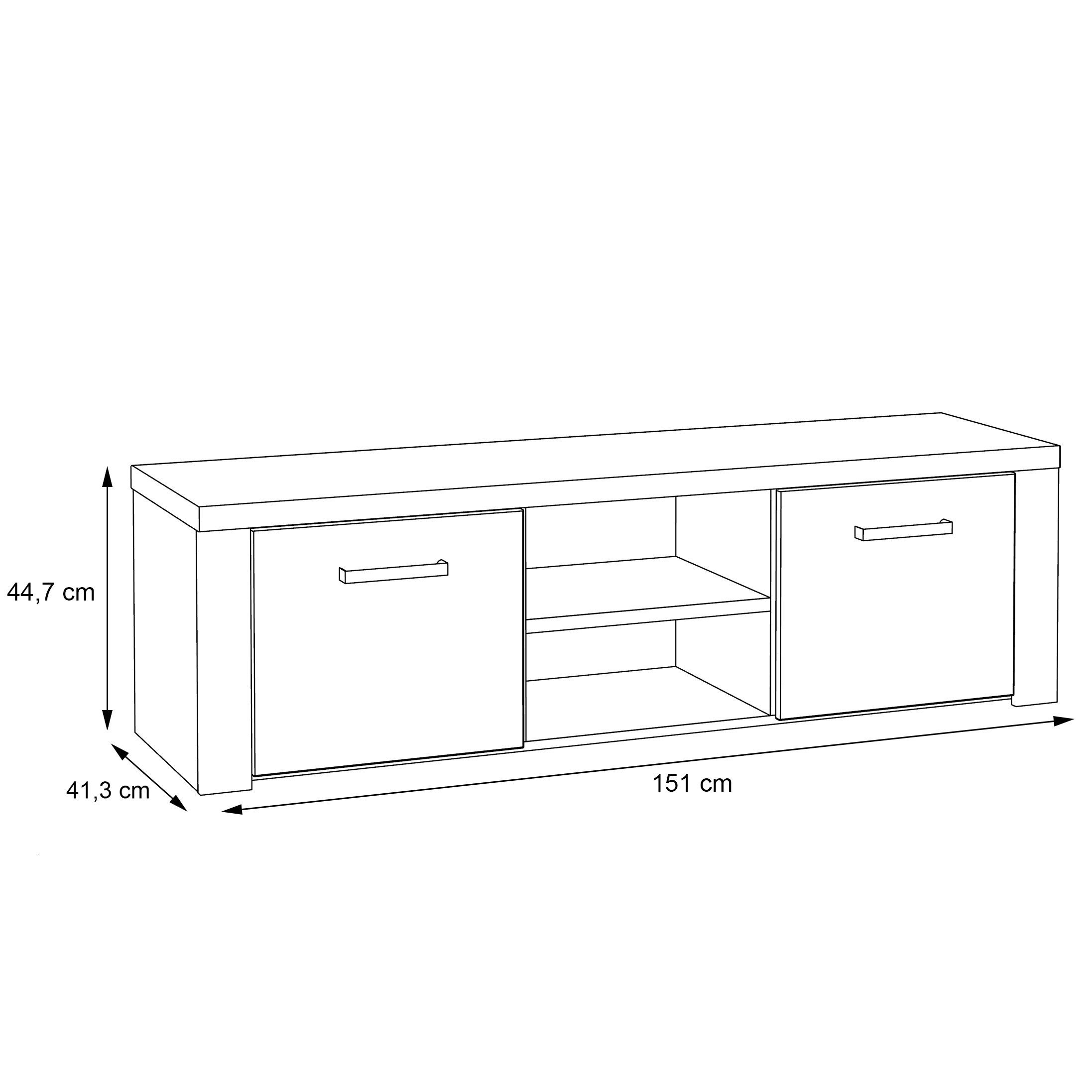 Newroom Lowboard Sonoma Eiche 151 cm, TV Lowboard Sonoma Eiche Modern TV Schrank Fernsehtisch Wohnzimmer