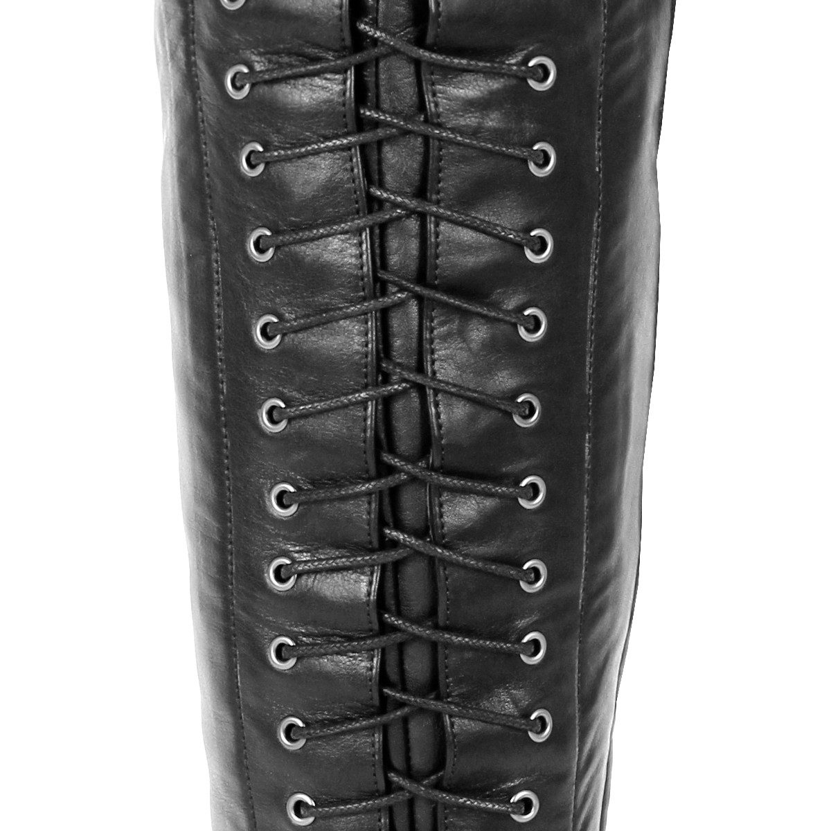 Fernando Berlin Ultraflacher Overkneestiefel mit Schnürung (Modell 108) Leder schwarz Overkneestiefel