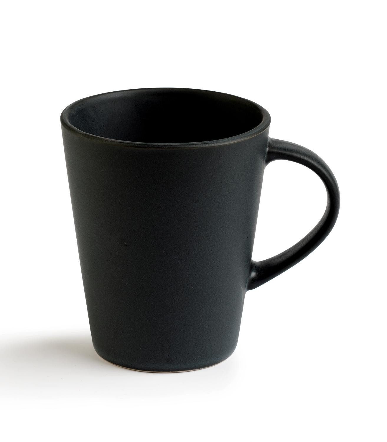 Home4You Becher BAILO, Kaffeebecher, Schwarz, 440 ml, Steingut