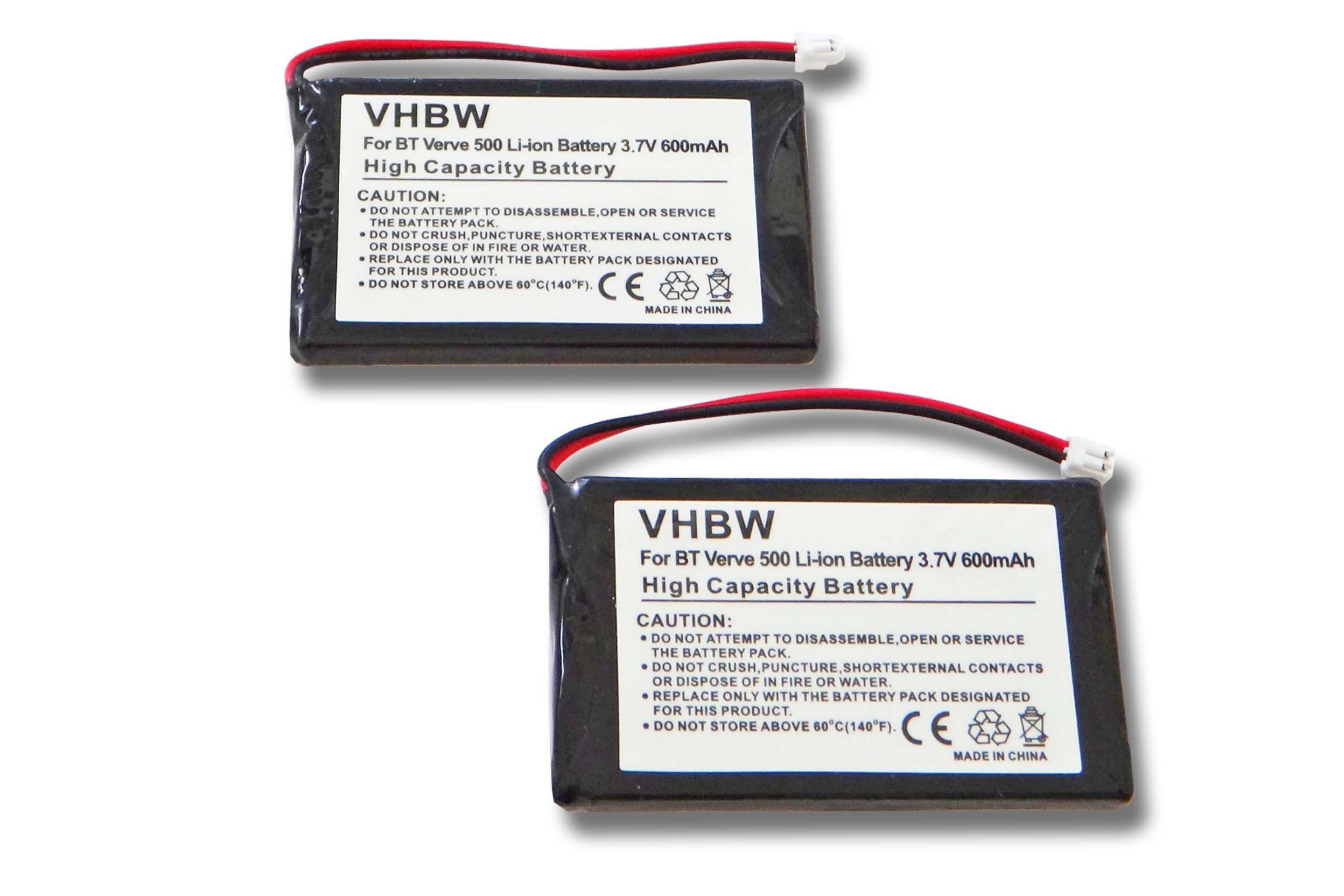 vhbw Akku passend (600mAh, & für 600 500 DECT Red 500 Verve 3,7V, Black, mAh BT 500, 500 Festnetz Li-Ion) SMS