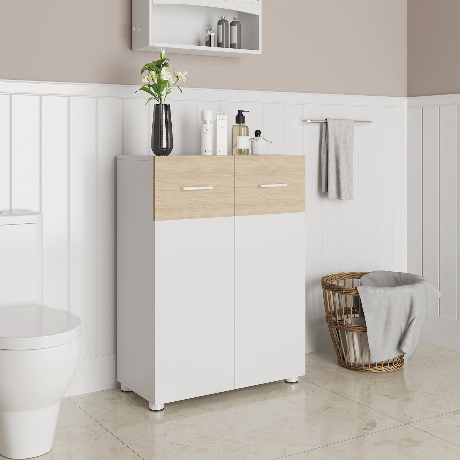 vasagle sideboard »bbk43wn«, badezimmerschrank, sideboard mit doppeltür,  weiß online kaufen | otto