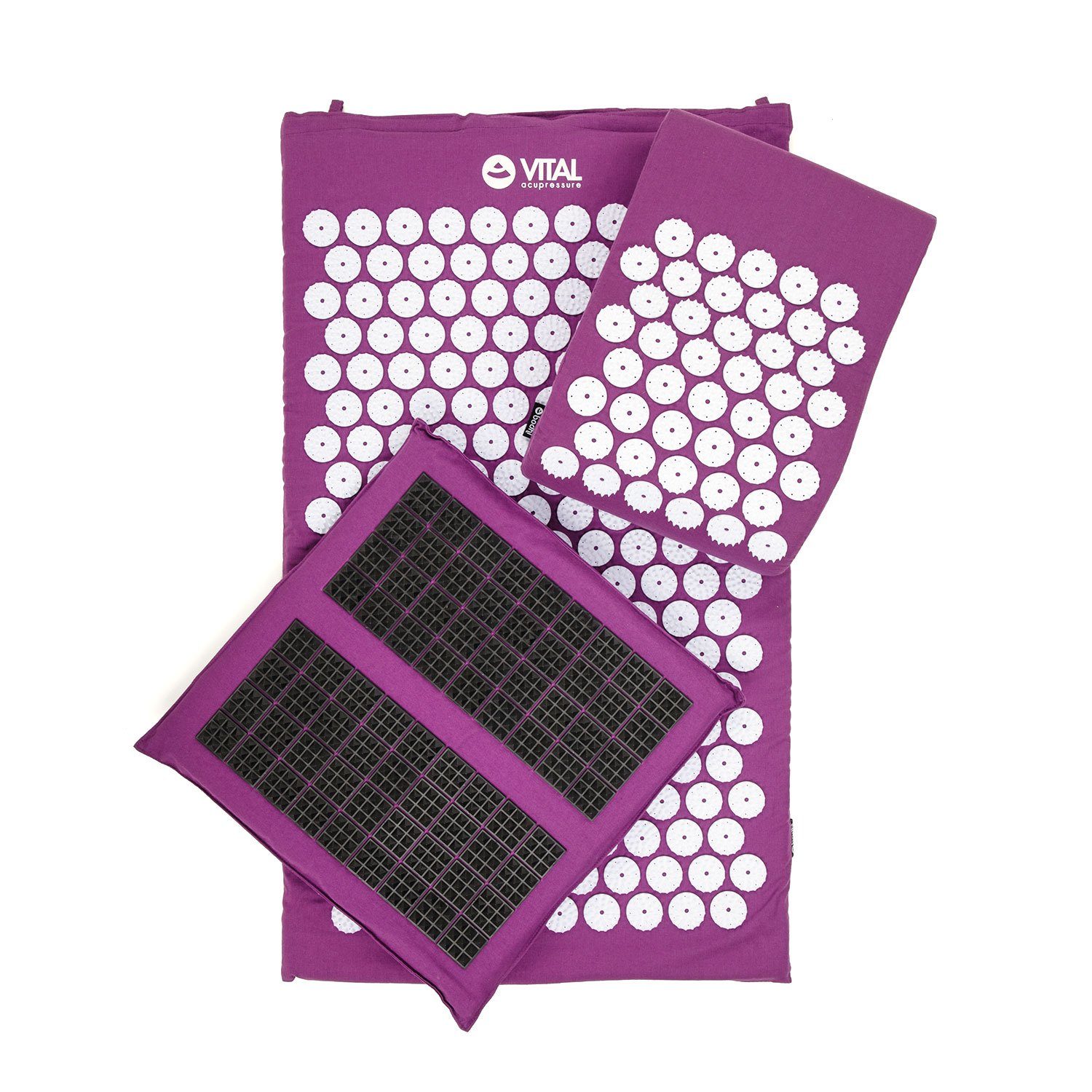 Akupressurmatte VITAL Akupressurmatte Deluxe-Set SPIKY aubergine