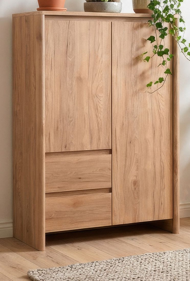 Furn.Design Highboard Luzern (Schrank in Hickory Walnuss, Wohn- und Esszimmer Möbel 86 x 140 cm), mit 7 Fächern und 2 Schubladen