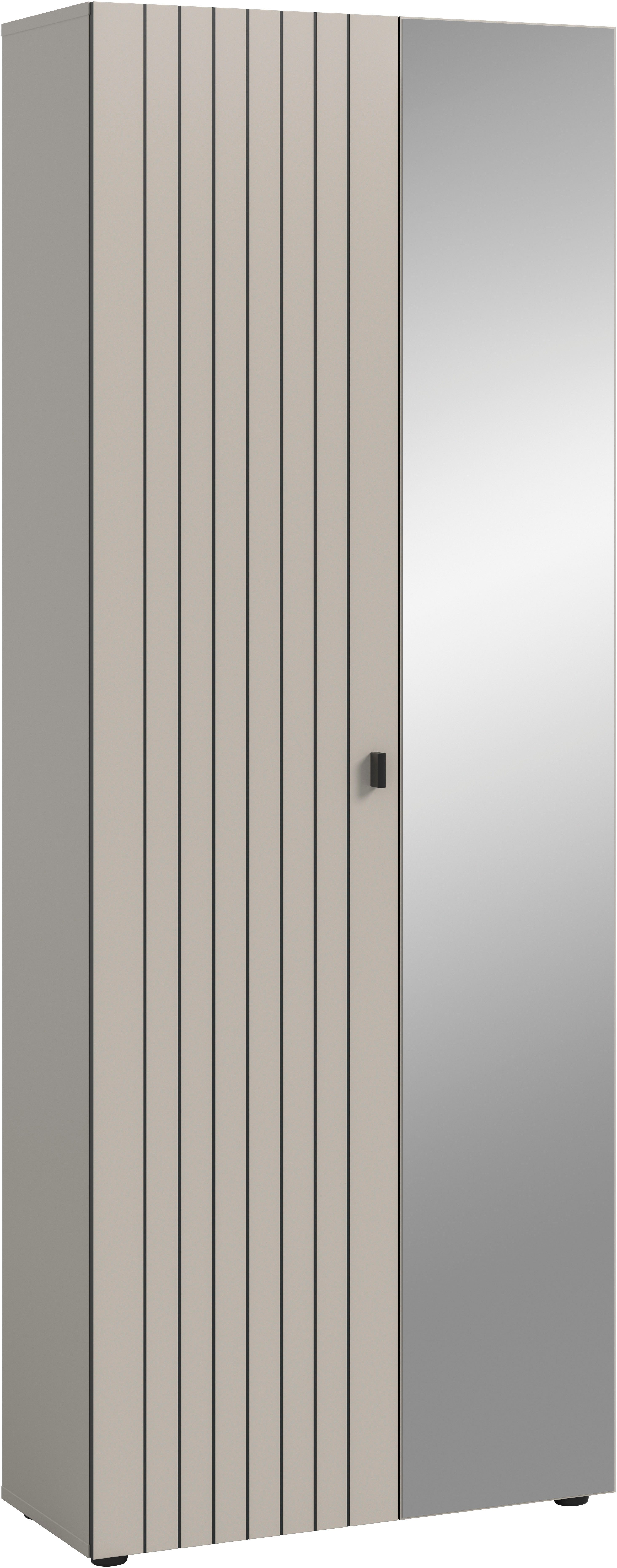 Home affaire Garderobenschrank TATIO, Höhe 192 cm, Rillenoptik, Spiegeltür (1-St) Garderobenschrank, Flurschrank, Dielenschrank