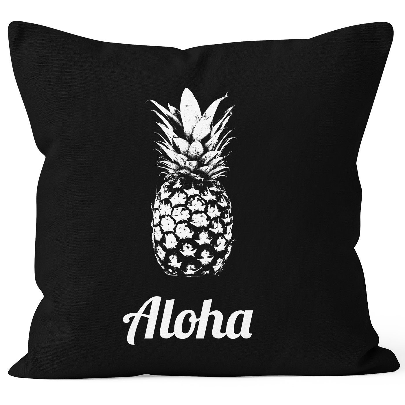 Baumwolle Aloha Autiga Pineapple Ananans 40x40 Dekokissen Autiga® Kissenbezug schwarz Kissen-Hülle