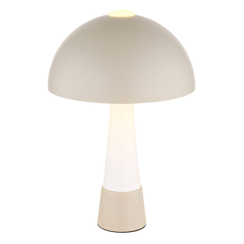 GLOBO LIGHTING LED Nachttischlampe, Leuchtmittel inklusive, Warmweiß, LED Tischleuchte Metall Weiß matt Pilzlampe Schalter am Kabel H 36,5cm