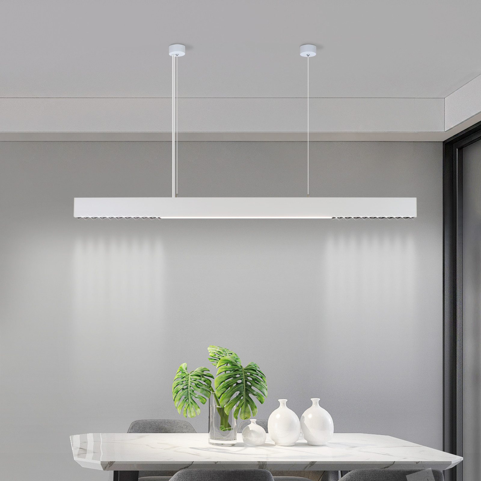 Nettlife LED Pendelleuchte Schwarz Esszimmer Dimmbar mit Fernbedienung 107CM 32W Modern, CCT, LED fest integriert, Dimmbar, Esstisch Pendellampe für Küche Bar Wohnzimmer Schlafzimmer Büro