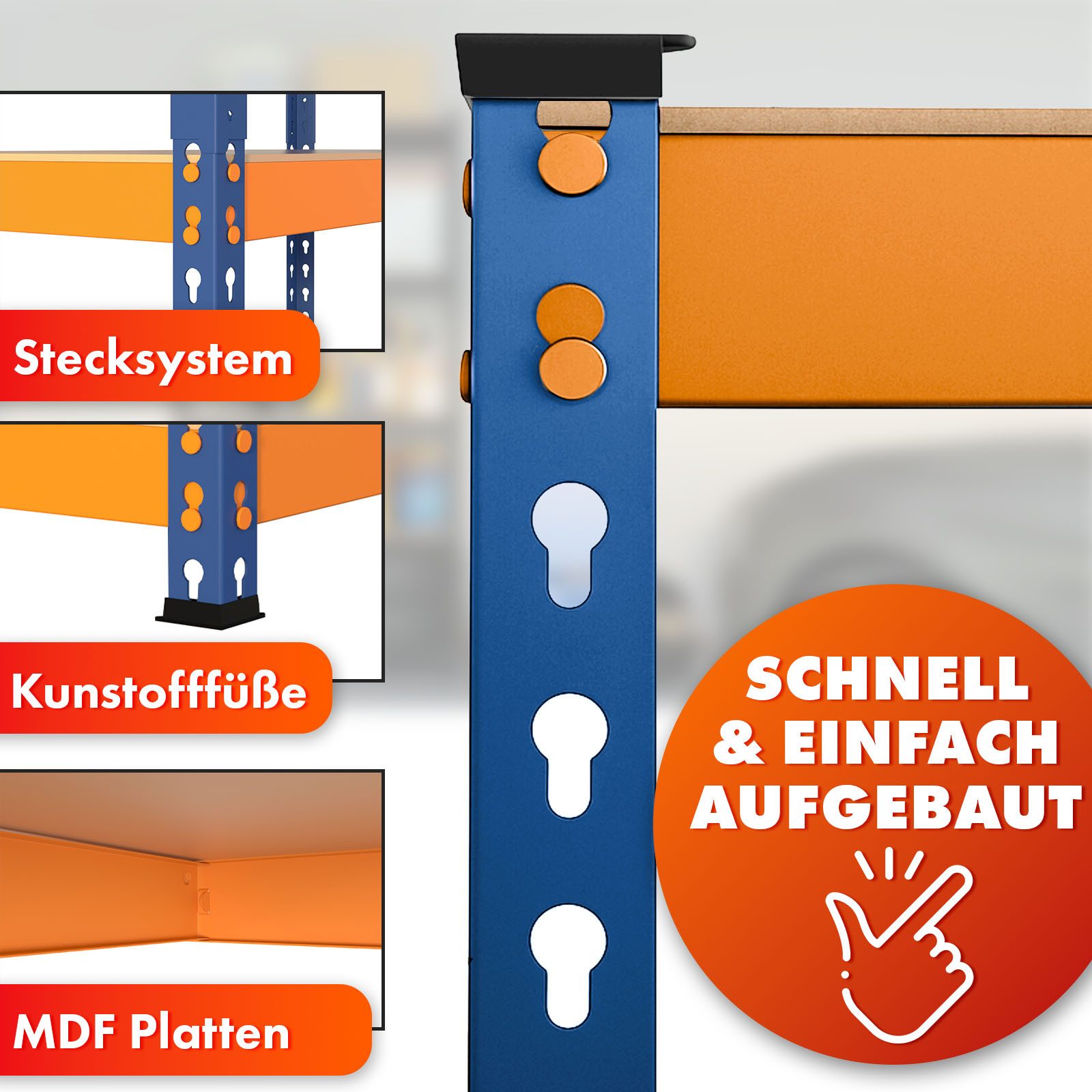 Floordirekt Schwerlastregal Rhino, Innovatives Stecksystem, Vielseitige Größen & Farben