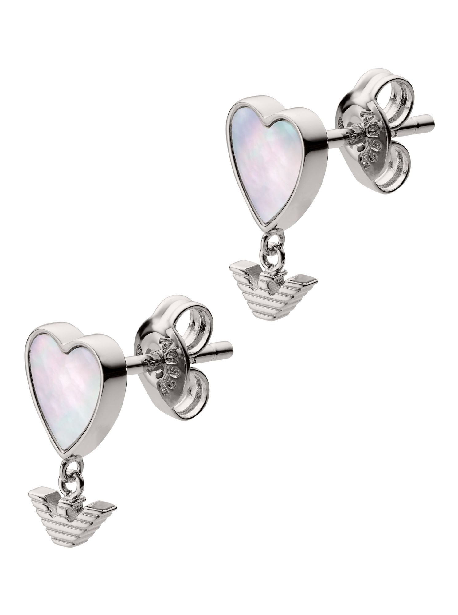 Emporio Armani Paar Ohrstecker EG3413040, Emporio Armani EG3413040 Damen Ohrstecker Herz Silber Weiß