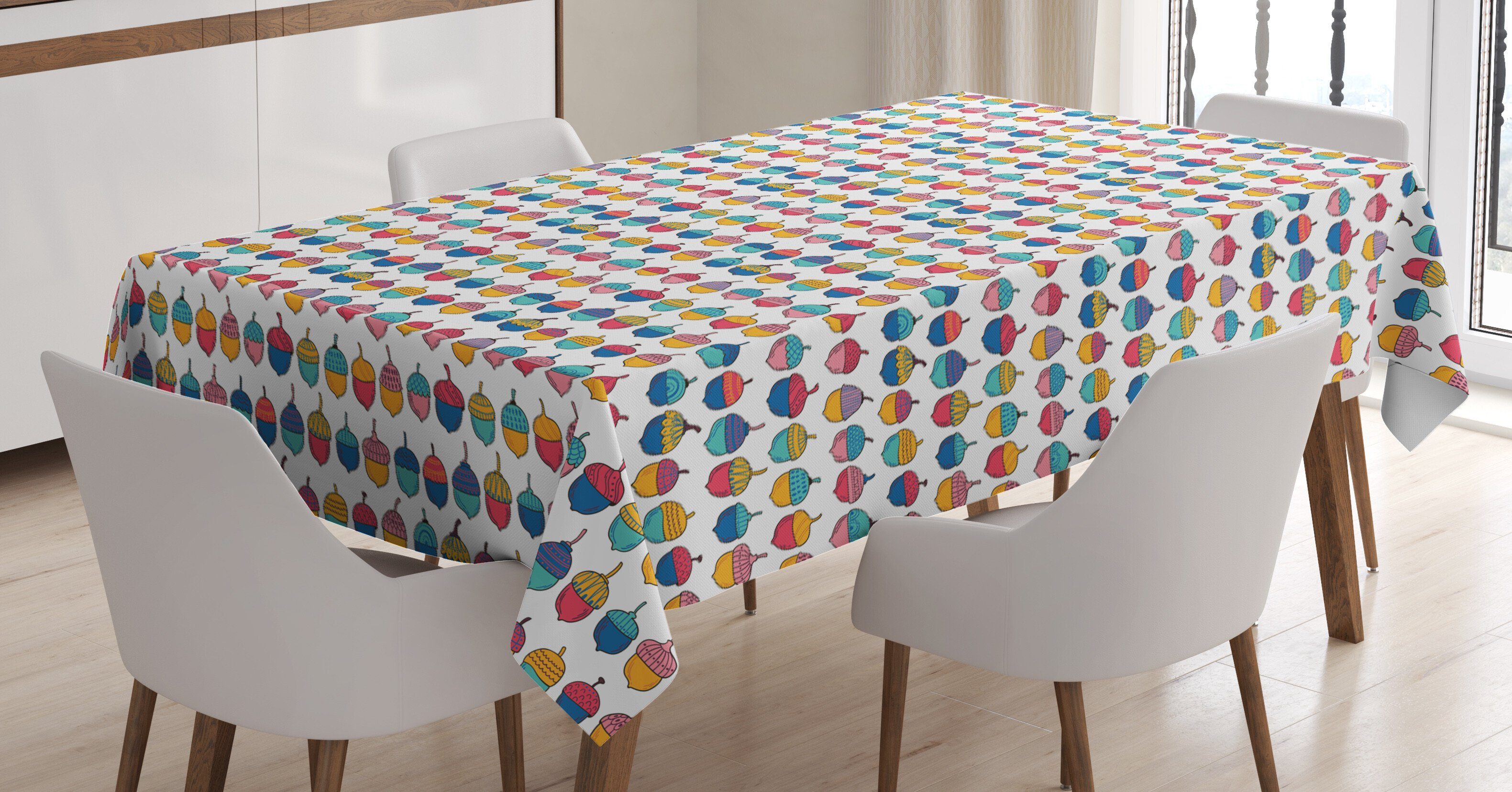 Abakuhaus Tischdecke Außen Bereich geeignet Waschbar Farbfest Bunte Für Eichel Farben, Abstrakte den Klare Nüsse