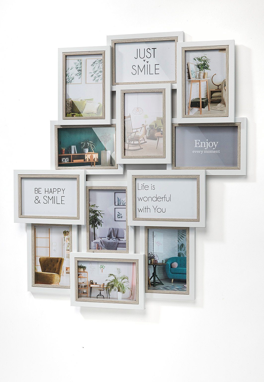 Kobolo Bilderrahmen Collage Bilderhalter Fotorahmen Holz BIG weiß grau 10x15cm, für 12 Bilder (1 Stück) – Bild 5 von 5