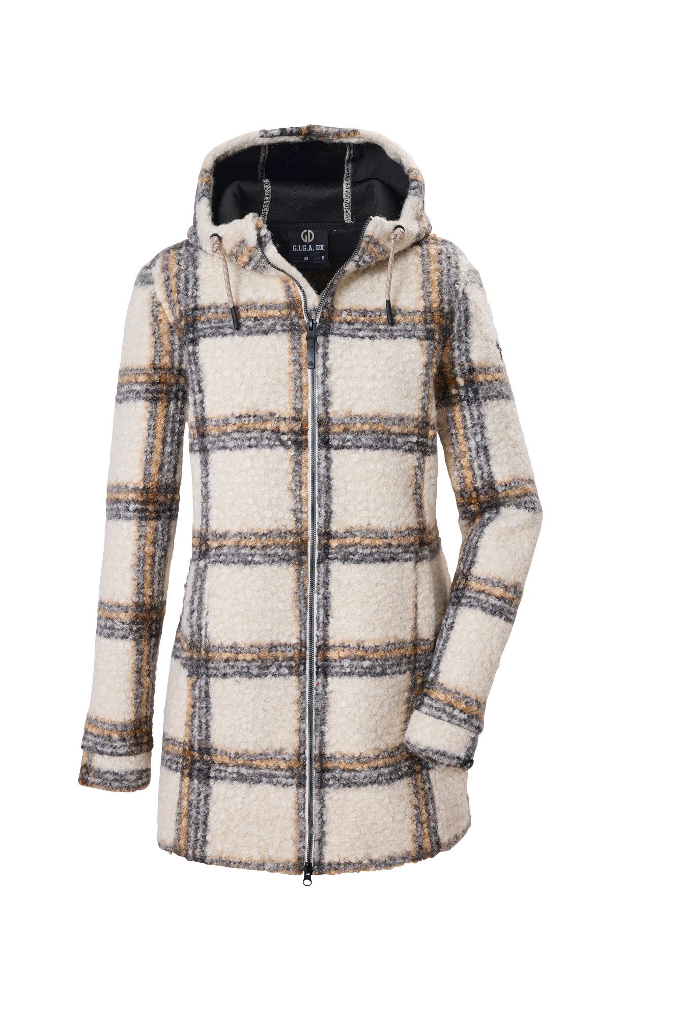G.I.G.A. DX by killtec Strickfleecejacke GW 39 WMN KNTFLC PRK mit 2-Wege-Reißverschluss, in Longform und karierter Optik