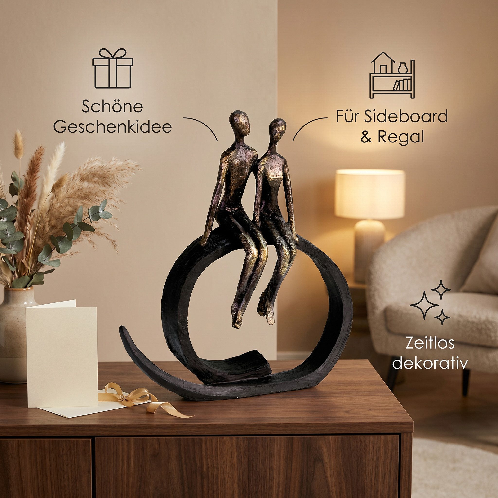 Casablanca by Gilde Dekofigur Skulptur Close (1 St), Dekoobjekt, Höhe 35 cm, Pärchen, mit Spruchanhänger, Wohnzimmer