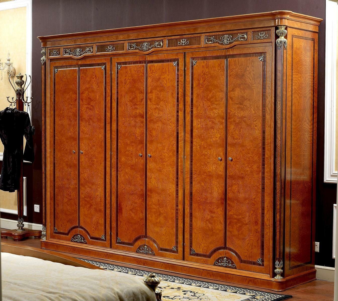 JVmoebel Kleiderschrank XXL BIG Kleiderschrank 6 Türen Antik Stil Barock Rokoko Holz