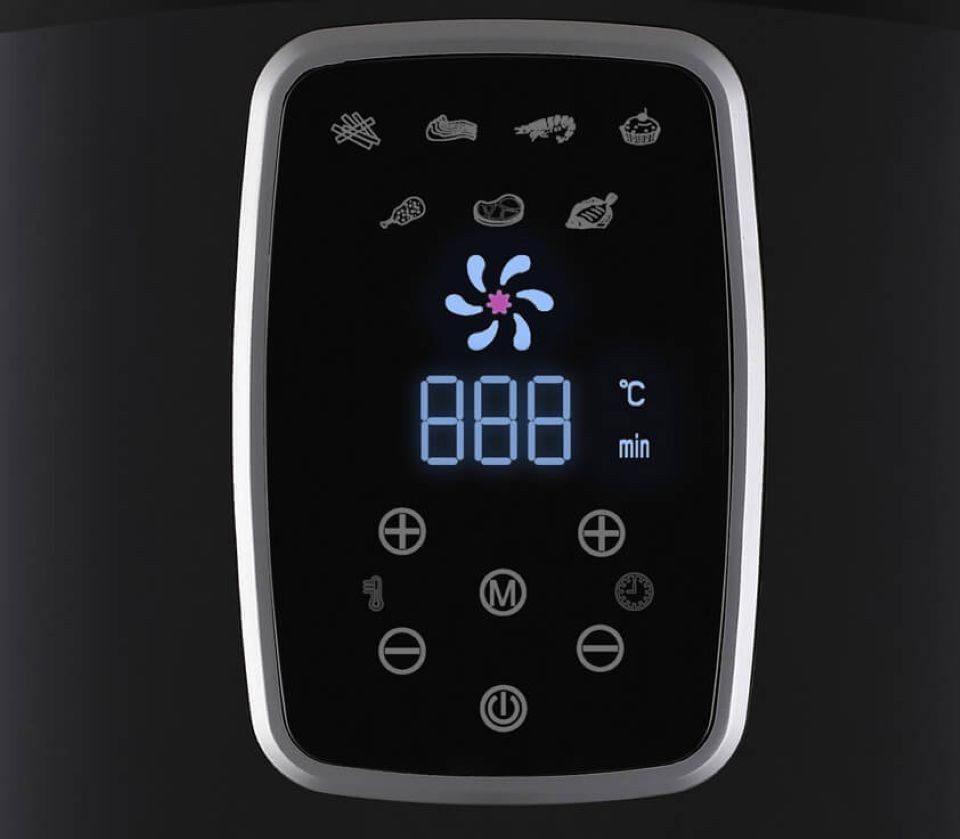 LMG Germany Heißluftfritteuse, 1800 W, Leise, 5,2 L, Touch, eckig, 7 Programme, 200 °C, 1800W, A+