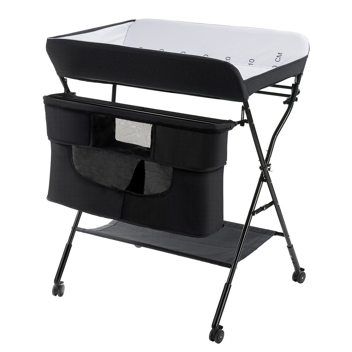 COSTWAY Wickeltisch, klappbar, höhenverstellbar, mit austauschbaren Rollen