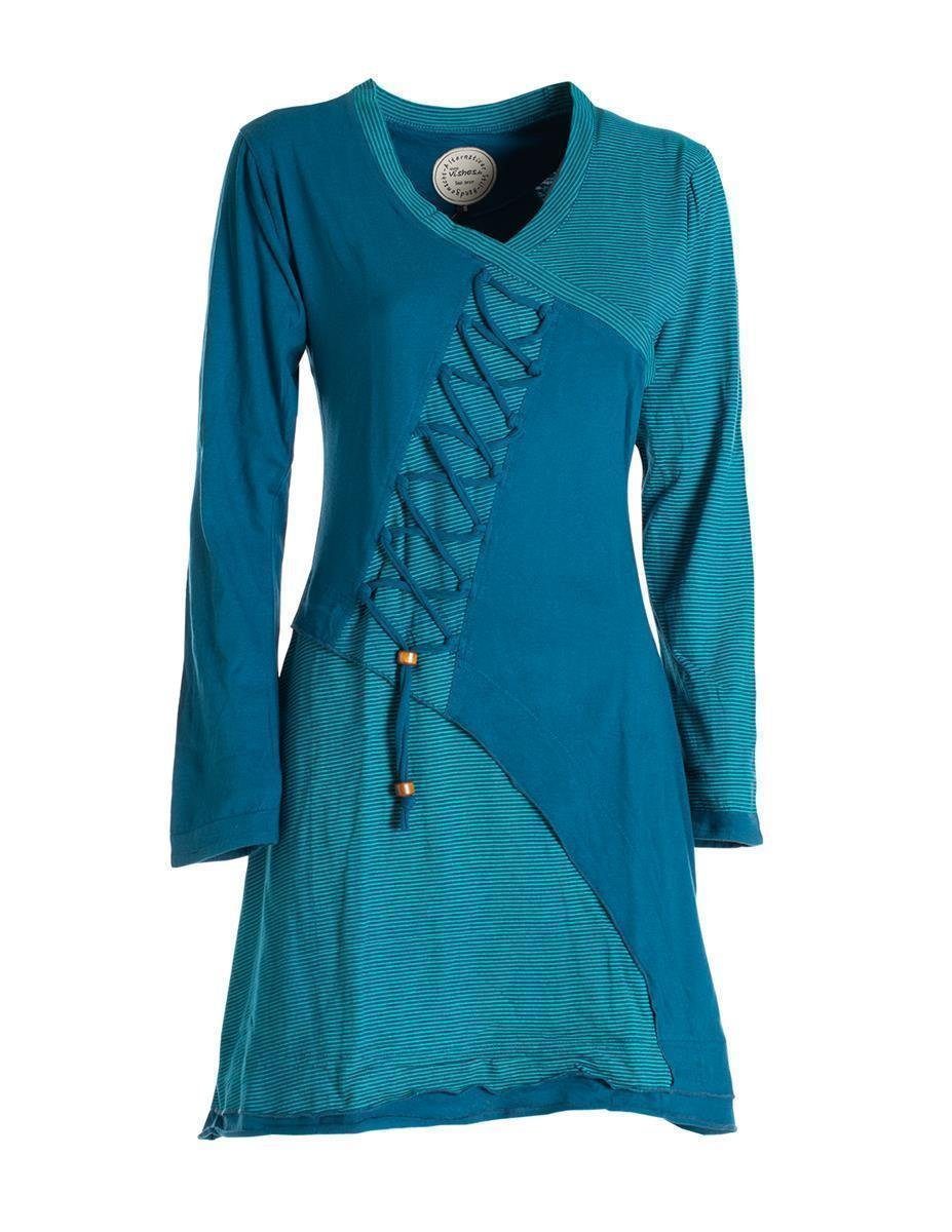Vishes Jerseykleid Asymmetrisches Langarm Damen Baumwoll-Keid Shirt-Kleid Ethno, Elfen Style, Sweat-Kleid