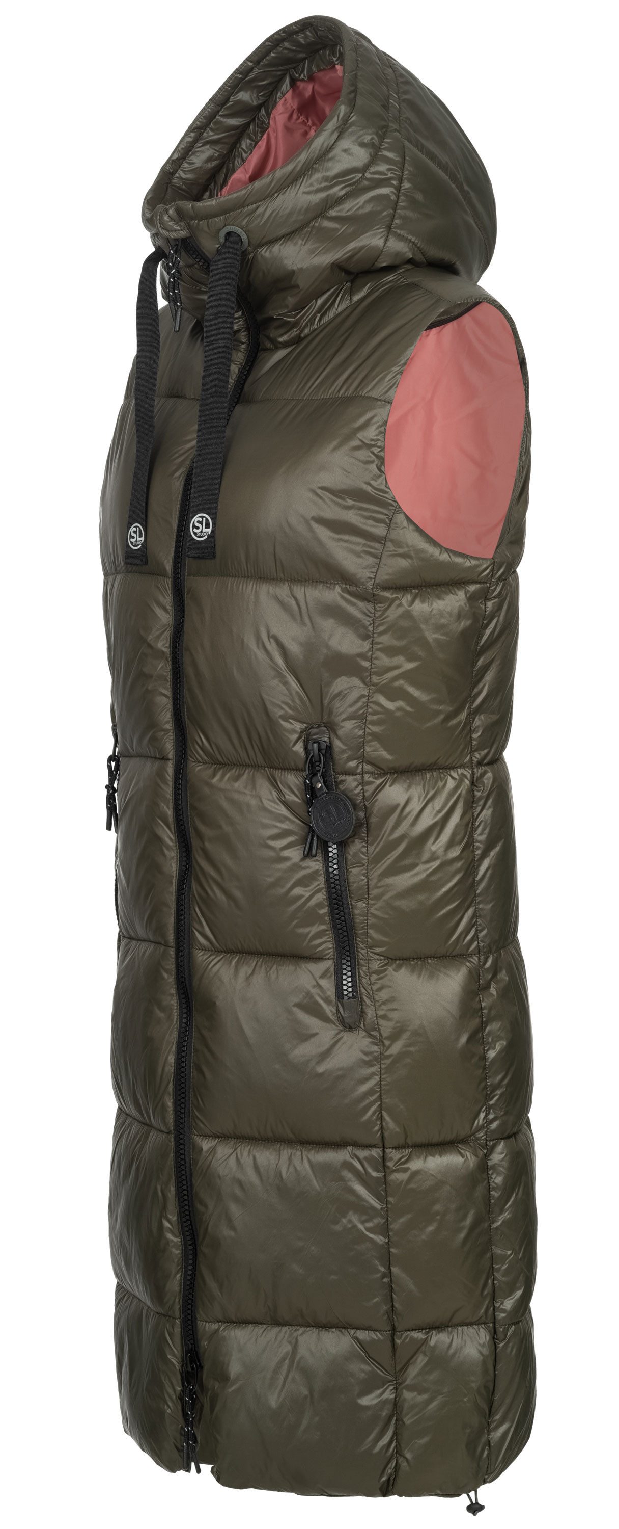 SUBLEVEL Steppweste Damen mit Kapuze Waistcoat lange Winter Weste Bodywarme günstig online kaufen