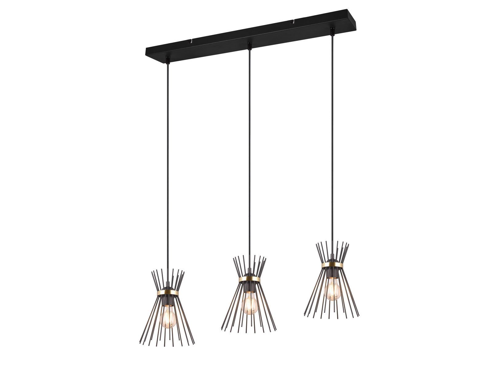 Reality Leuchten LED Pendelleuchte, Dimmfunktion, LED wechselbar, Warmweiß, für über-n Esstisch Retro Style dimmbar Schwarz Gold Breite 82cm