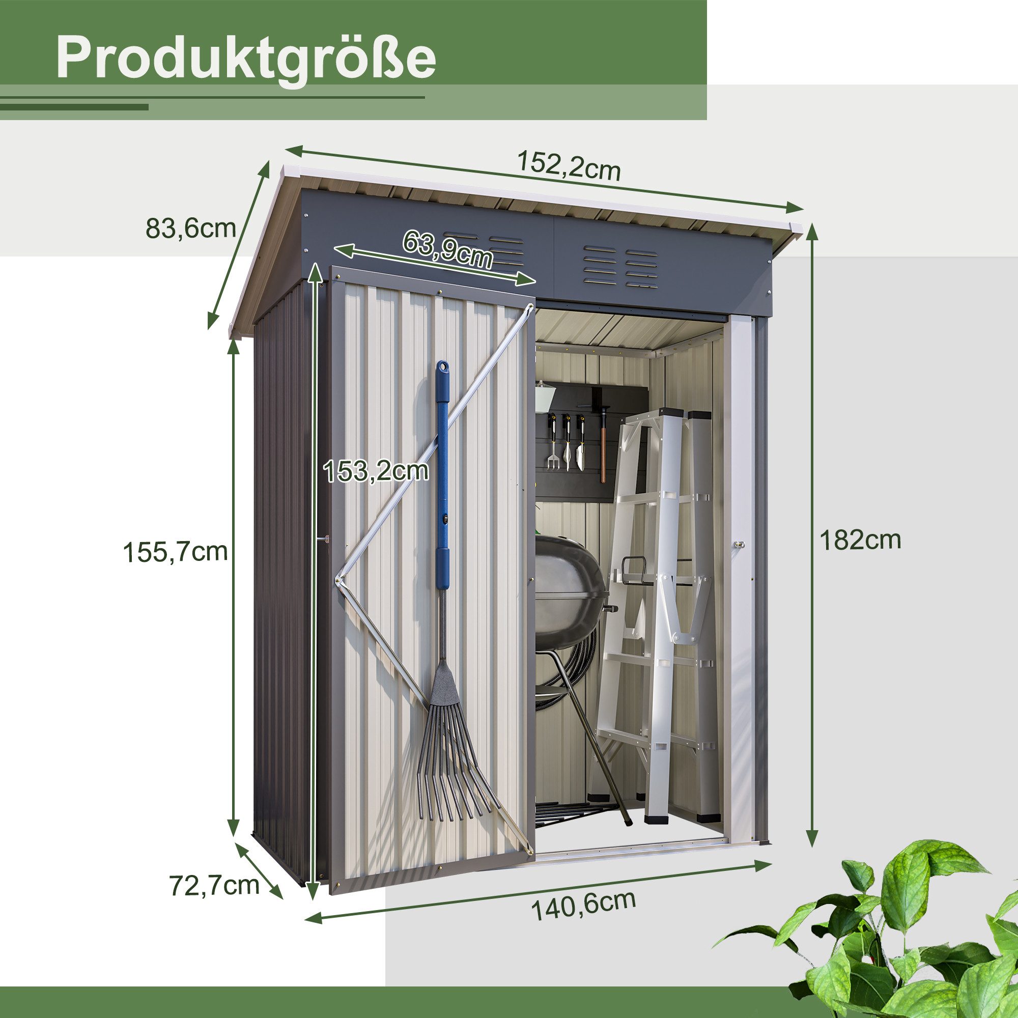 Thanaddo Gartenhaus Metall Gerätehaus Geräteschuppen Inkl. Metallfundament, günstig online kaufen