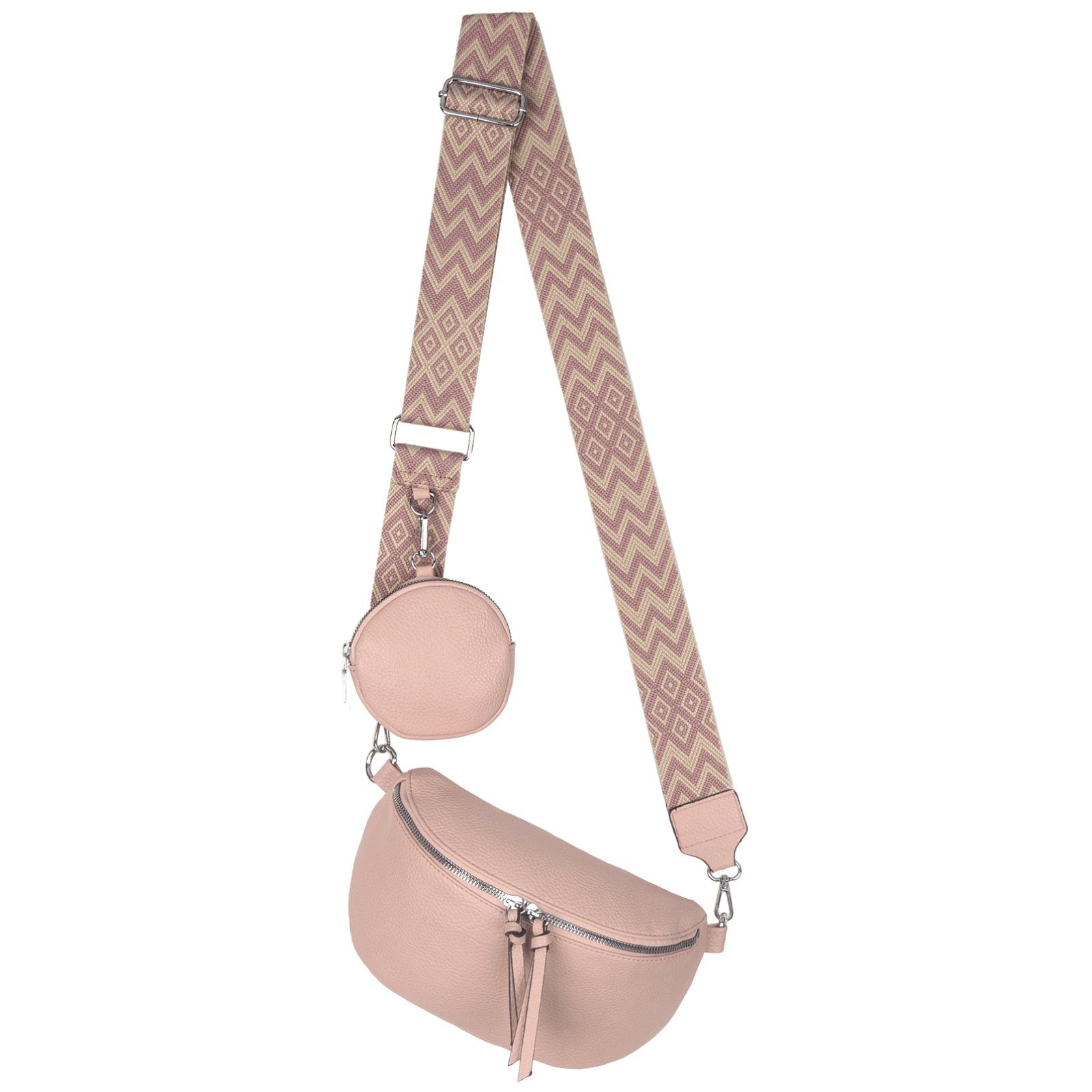 EAAKIE Gürteltasche Bauchtasche Umhängetasche Crossbody-Bag Hüfttasche Kunstleder Italy-D, als Schultertasche, CrossOver, Umhängetasche tragbar PINK