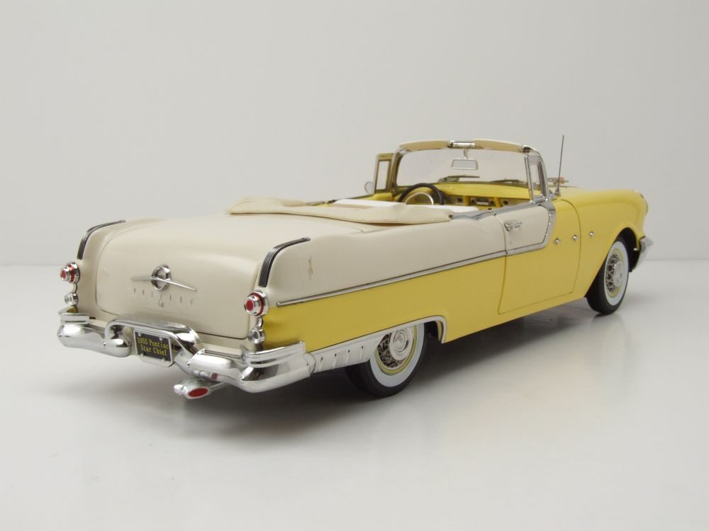 Sun Star Modellauto Pontiac Star Chief Open Convertible 1955 weiß gelb, Maßstab 1:18